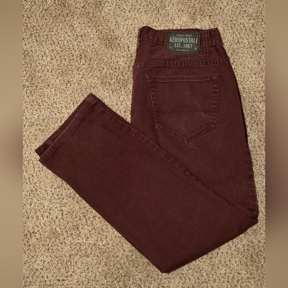 Aeropostale Men's Burgundy Slim Jeans Sz 32x30